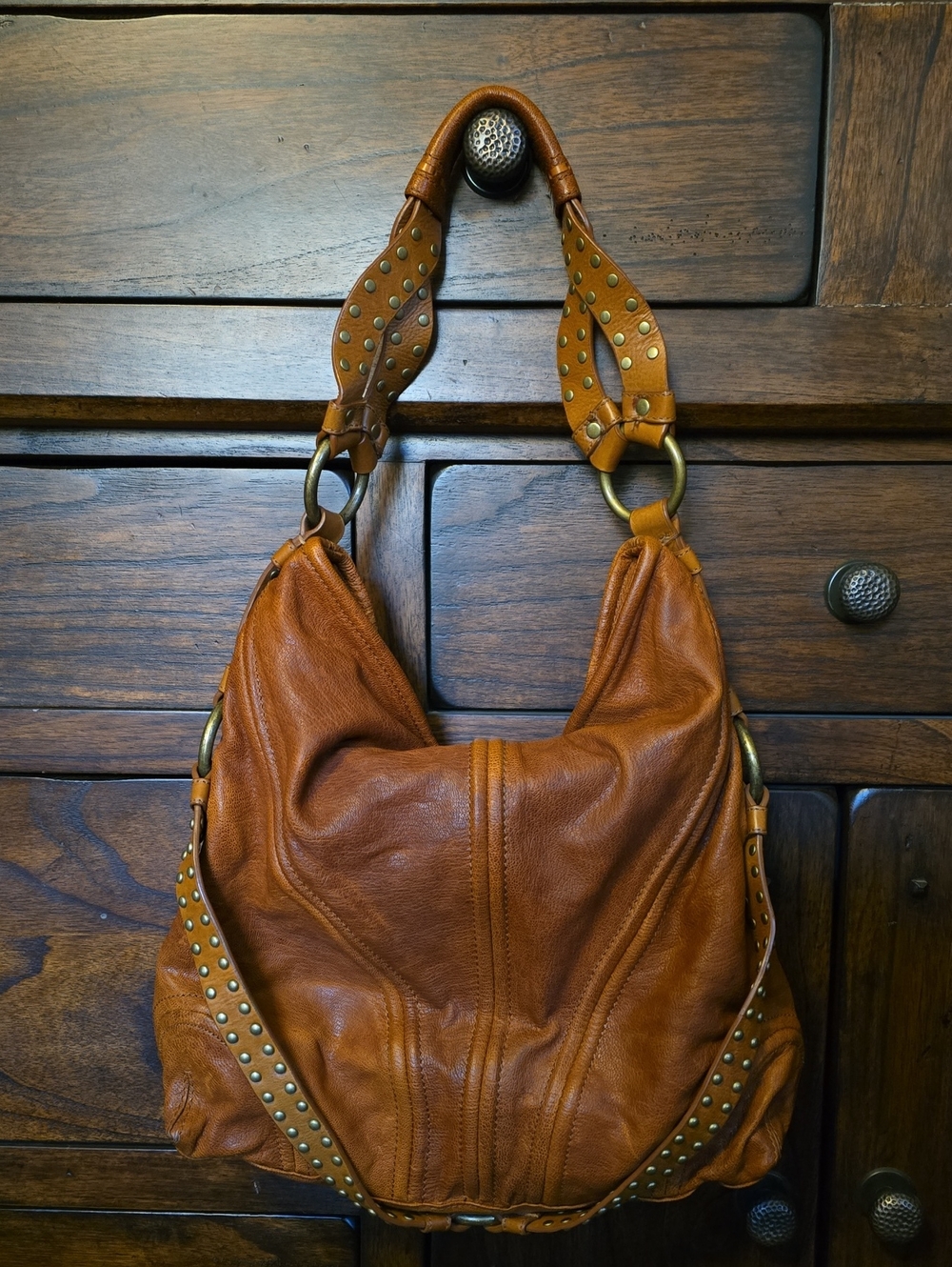 Botkier Leather Hobo Shoulder Bag in Cognac Brown - Picture 15 of 16